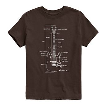 Boys 8-20 Electric Guitar Diagram Graphic Tee