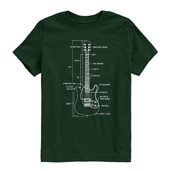 Boys 8-20 Electric Guitar Diagram Graphic Tee