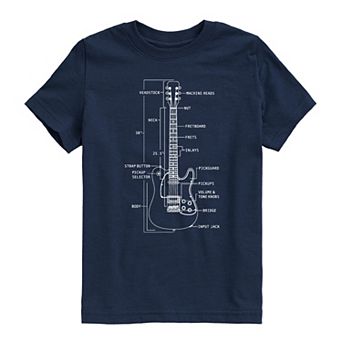 Boys 8-20 Electric Guitar Diagram Graphic Tee