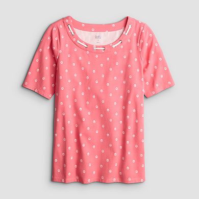 Women's Croft & Barrow® Tie Neck Elbow Sleeve Top