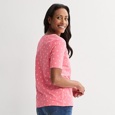 Women's Croft & Barrow® Tie Neck Elbow Sleeve Top