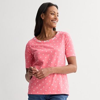 Women's Croft & Barrow® Tie Neck Elbow Sleeve Top