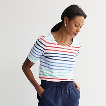 Women's Croft & Barrow® Tie Neck Elbow Sleeve Top