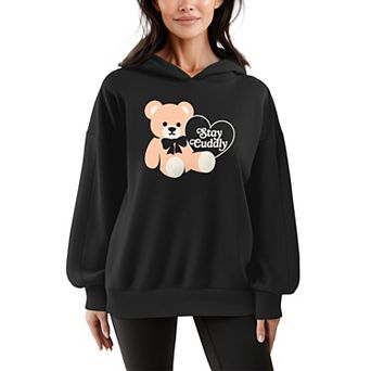 Women's Stay Cuddly Bear Oversized Fleece Hoodie Sweatshirt