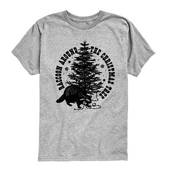 Boys 8-20 Raccoon Around The Christmas Tree Graphic Tee
