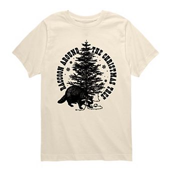Boys 8-20 Raccoon Around The Christmas Tree Graphic Tee