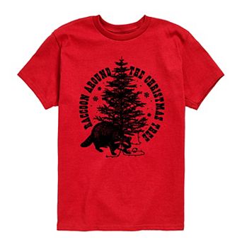 Boys 8-20 Raccoon Around The Christmas Tree Graphic Tee