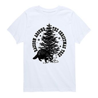 Boys 8-20 Raccoon Around The Christmas Tree Graphic Tee