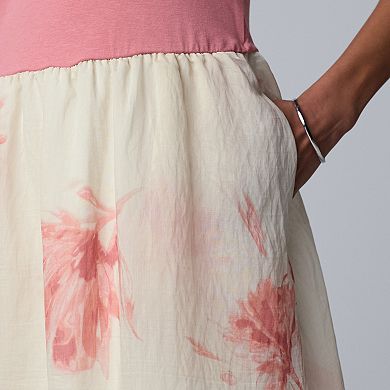 Petite Simply Vera Vera Wang Mixed Media Midi Dress