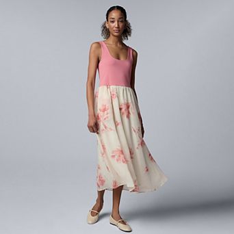 Petite Simply Vera Vera Wang Mixed Media Midi Dress