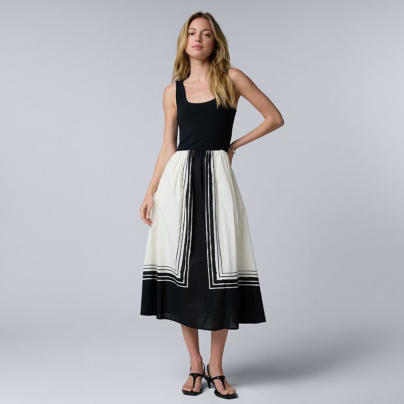 Petite Simply Vera Vera Wang Mixed Media Midi Dress