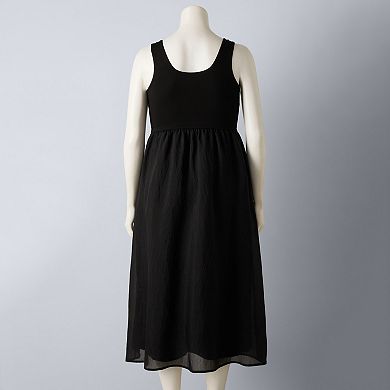 Plus Size Simply Vera Vera Wang Mixed Media Midi Dress