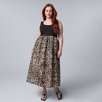 Plus Size Simply Vera Vera Wang Mixed Media Midi Dress