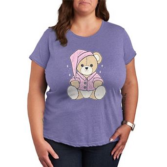 Plus Size Teddy Bear In PJs Short Sleeve Graphic Tee
