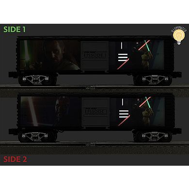 Disney's Star Wars Illuminated Boxcar Darth Maul & Qui-Gon Jin Model Train
