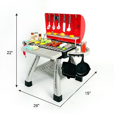 Easy Playhouse 41-pc. BBQ Grill Toy Playset with Light & Sound, Realistic Smoke, Cooking Accessories