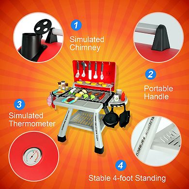 Easy Playhouse 41-pc. BBQ Grill Toy Playset with Light & Sound, Realistic Smoke, Cooking Accessories