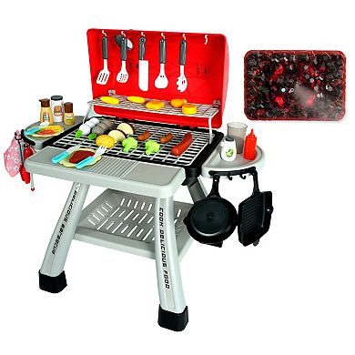 Easy Playhouse 41-pc. BBQ Grill Toy Playset with Light & Sound, Realistic Smoke, Cooking Accessories