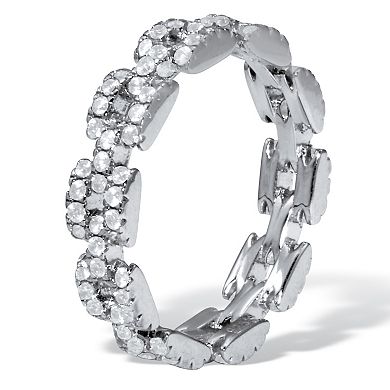 PalmBeach Jewelry 1.08 TCW Round Cubic Zirconia Eternity Link Ring