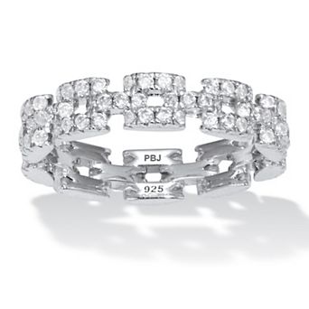 PalmBeach Jewelry 1.08 TCW Round Cubic Zirconia Eternity Link Ring