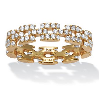 PalmBeach Jewelry 1.08 TCW Round Cubic Zirconia Eternity Link Ring