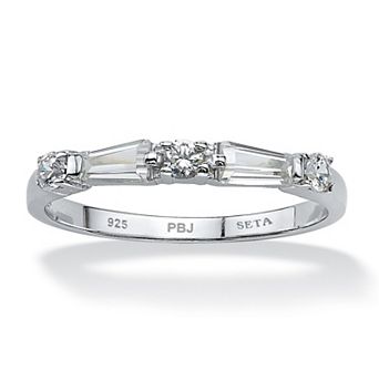 PalmBeach Jewelry .98 ct w. Baguette Cubic Zirconia Wedding Ring