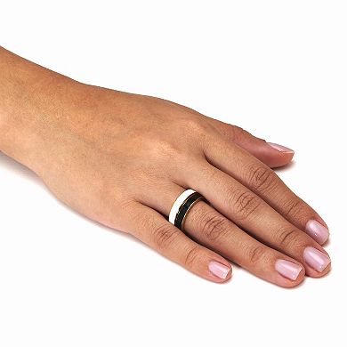 PalmBeach Jewelry 2-Piece Yellow Gold Ion-Plated Stainless Steel Enamel Bands