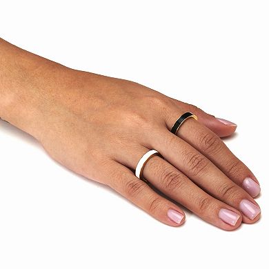 PalmBeach Jewelry 2-Piece Yellow Gold Ion-Plated Stainless Steel Enamel Bands