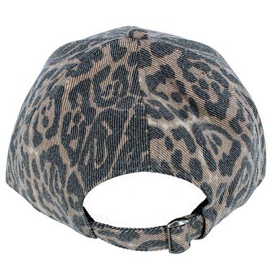 David & Young Women's Washed Leopard Print Baseball Cap