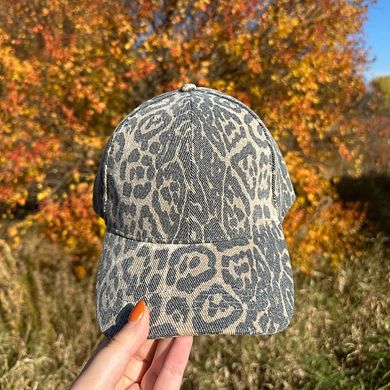 David & Young Women's Washed Leopard Print Baseball Cap