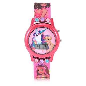 Barbie Dreamtopia Kids Flashing LCD Watch with Unicorn Dial & Printed Strap - BDT4102KL