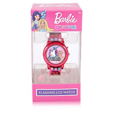 Mattel Girls' Barbie Unicorn Printed Strap LCD Watch - BDT4102KL
