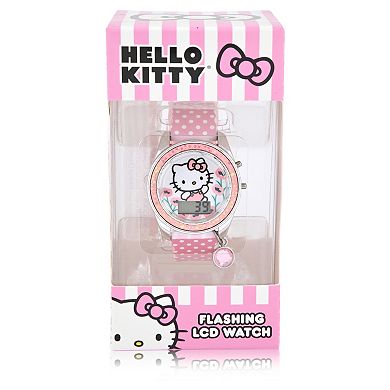 Hello Kitty Girls' Flashing LCD Watch & Hanging Charm - HK4240KL