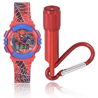 Marvel Kids' Spider-Man Flashing LCD Watch & Flashlight Set - SPD40061KL