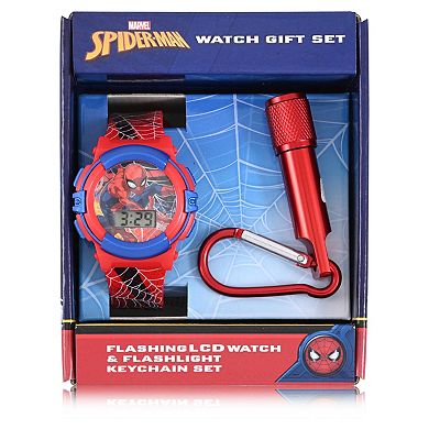 Marvel Kids' Spider-Man Flashing LCD Watch & Flashlight Set - SPD40061KL