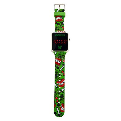 Minecraft Creeper Kids' LED Watch Silicone Strap - MIN4095KL