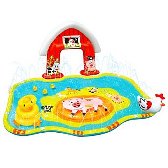 Banzai Farmyard Fun Sprinkler Park Water-Filled Wobble Pad
