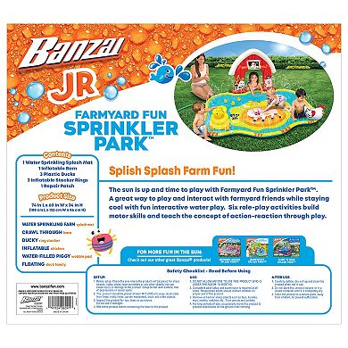 Banzai Farmyard Fun Sprinkler Park Water-Filled Wobble Pad