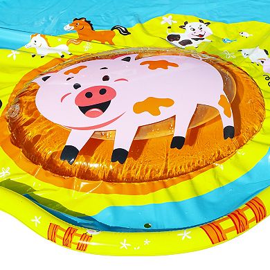 Banzai Farmyard Fun Sprinkler Park Water-Filled Wobble Pad