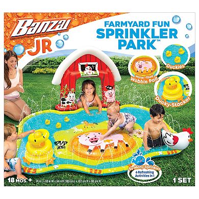 Banzai Farmyard Fun Sprinkler Park Water-Filled Wobble Pad