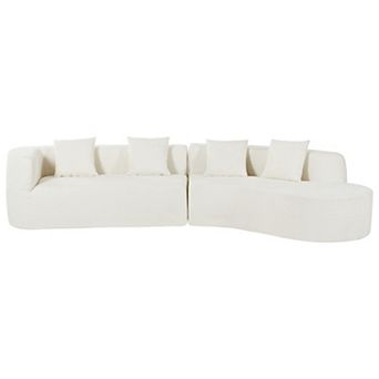 Merax 132" Modern Sectional Sofa with Curved Design, 2 pc Chenille Modular Couch with 4 Pillows