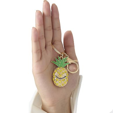 Juicy Couture Crystal Pineapple Keychain, Gold‑Tone with Green Enamel Leaves
