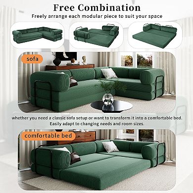 Merax L Shaped Modular Sofa Bed in Corduroy Fabric
