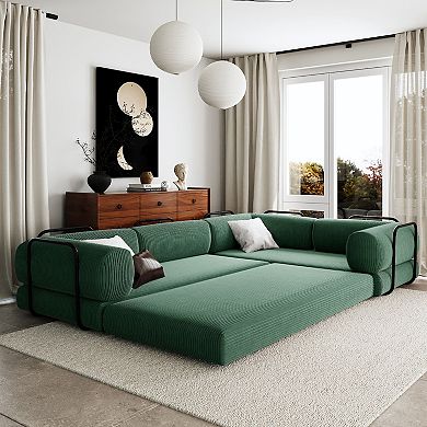 Merax L Shaped Modular Sofa Bed in Corduroy Fabric