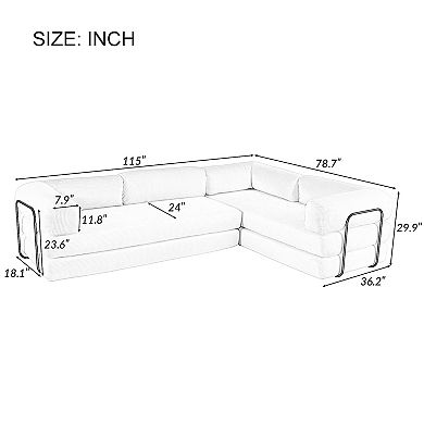 Merax L Shaped Modular Sofa Bed in Corduroy Fabric