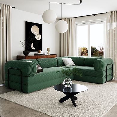 Merax L Shaped Modular Sofa Bed in Corduroy Fabric