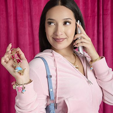 Juicy Couture Crystal Scottie Dog Keychain with Satin Bow, Gold‑Tone