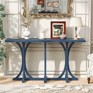 Merax 59.8'' Wooden Console Table with Oak Veneer Top,Farmhouse Entryway Table