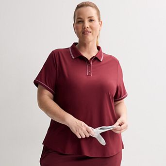 Plus Size Tek Gear® Piped Sport Gear Short Sleeve Polo Shirt