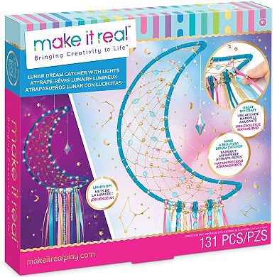 Make It Real Lunar Moon-Shaped Dream Catcher Craft Kit With Lights